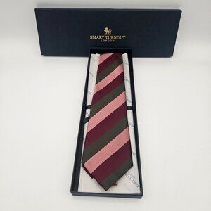 Smart Turnout London Striped Green Pink Burgundy Silk Tie New in Box